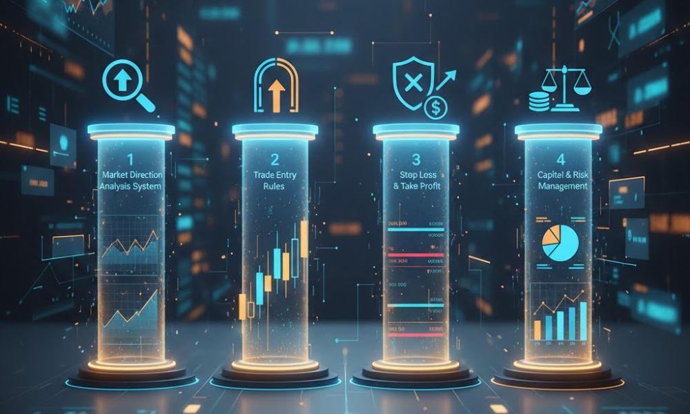 چهار رکن اصلی و حیاتی در استراتژی معاملاتی چیست و اجزای اصلی آن کدامند